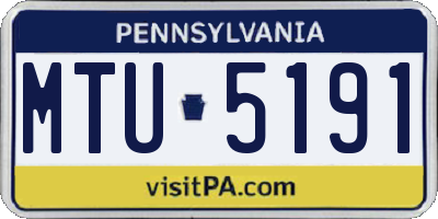 PA license plate MTU5191