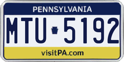 PA license plate MTU5192