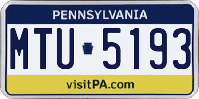 PA license plate MTU5193