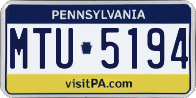 PA license plate MTU5194