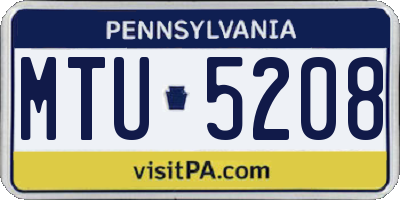 PA license plate MTU5208