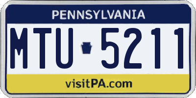 PA license plate MTU5211