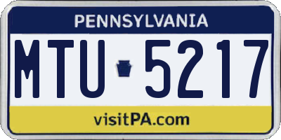 PA license plate MTU5217