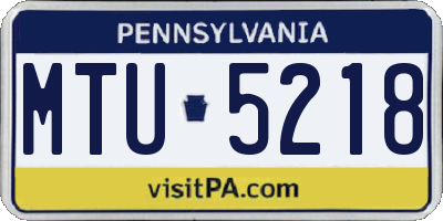 PA license plate MTU5218