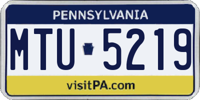 PA license plate MTU5219