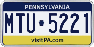 PA license plate MTU5221