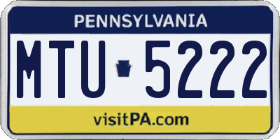 PA license plate MTU5222