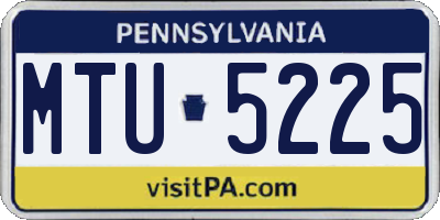 PA license plate MTU5225