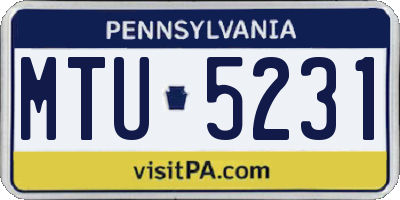 PA license plate MTU5231