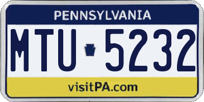 PA license plate MTU5232