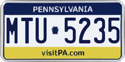 PA license plate MTU5235