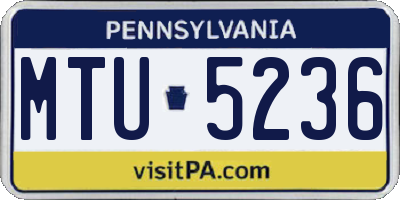 PA license plate MTU5236