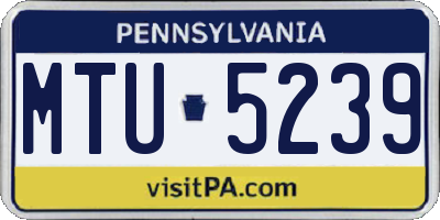 PA license plate MTU5239