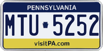 PA license plate MTU5252