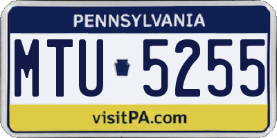 PA license plate MTU5255