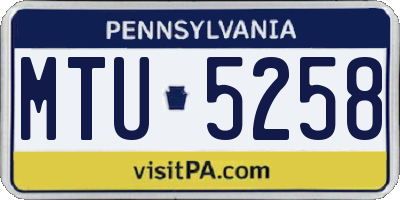 PA license plate MTU5258