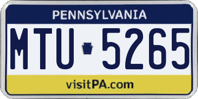 PA license plate MTU5265