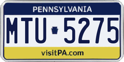 PA license plate MTU5275
