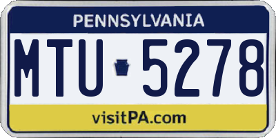 PA license plate MTU5278
