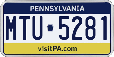 PA license plate MTU5281