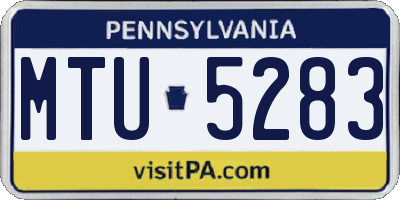 PA license plate MTU5283