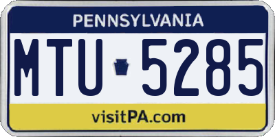 PA license plate MTU5285