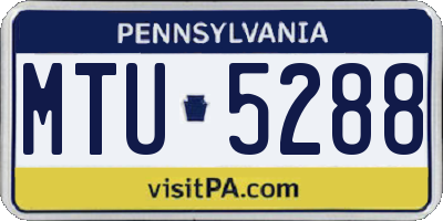PA license plate MTU5288