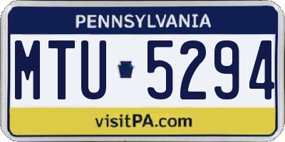 PA license plate MTU5294