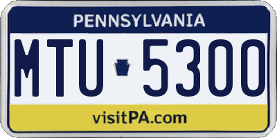 PA license plate MTU5300