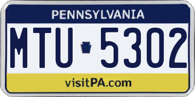PA license plate MTU5302