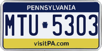PA license plate MTU5303