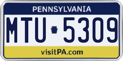 PA license plate MTU5309