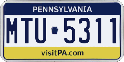 PA license plate MTU5311