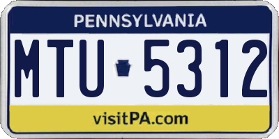 PA license plate MTU5312