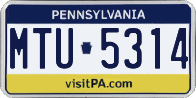 PA license plate MTU5314