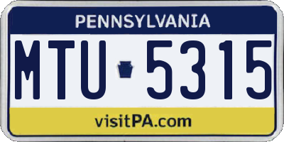 PA license plate MTU5315