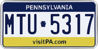 PA license plate MTU5317