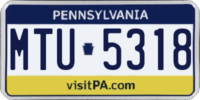 PA license plate MTU5318