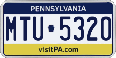 PA license plate MTU5320