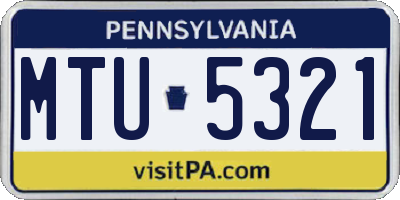 PA license plate MTU5321