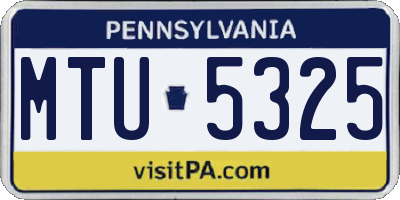PA license plate MTU5325