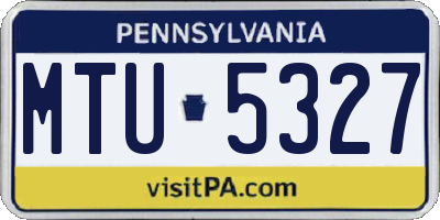 PA license plate MTU5327
