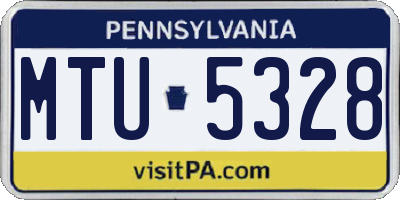 PA license plate MTU5328