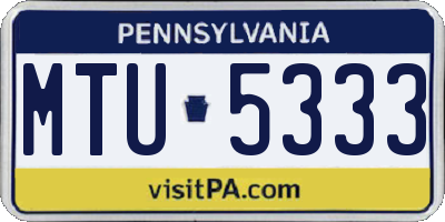 PA license plate MTU5333