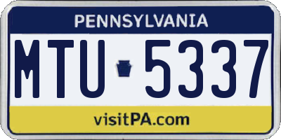 PA license plate MTU5337