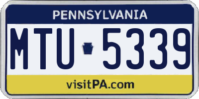 PA license plate MTU5339