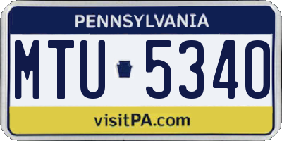 PA license plate MTU5340