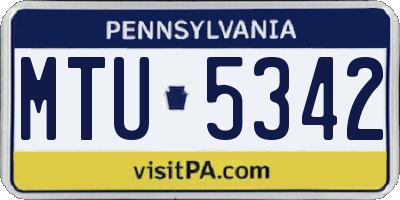 PA license plate MTU5342