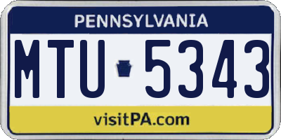 PA license plate MTU5343
