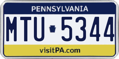 PA license plate MTU5344